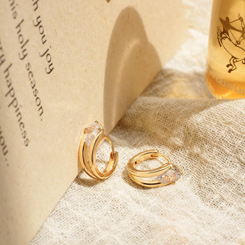 VACRONA Cubic Zirconia Huggie Earrings 14k Gold Plated Tiny Earrings Small Huggie Hoop Earrings Simple Lightweight Hoops Gift for Women - Image 5