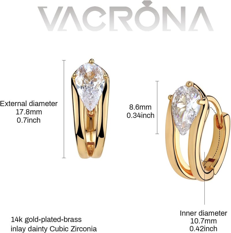 VACRONA Cubic Zirconia Huggie Earrings 14k Gold Plated Tiny Earrings Small Huggie Hoop Earrings Simple Lightweight Hoops Gift for Women - Image 4