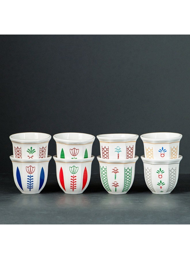 Arabic Coffee Cups Set of 2, 180ml/250ml LuxuryCeramic Espresso Cups, Traditional ArabianCoffee Cup with Elegant Pattern Design,Multiple Colors & Sets Available, Small TeaCups for Home, Guest Serving, Ramadan  EidGift - Image 3