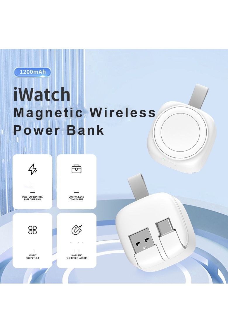 GULFLINK iWatch Magnetic Wireless Power Bank White 1200mah - Image 5