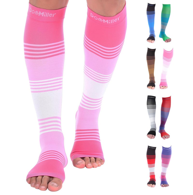 Doc Miller Open Toe Compression Socks for Women & Men 20â€“30 mmHg, Toeless Knee High Leg Sleeves for Support, Pain Relief, Swelling, Varicose Veins, Nurses & Pregnant Women, 1 Pair - Image 1
