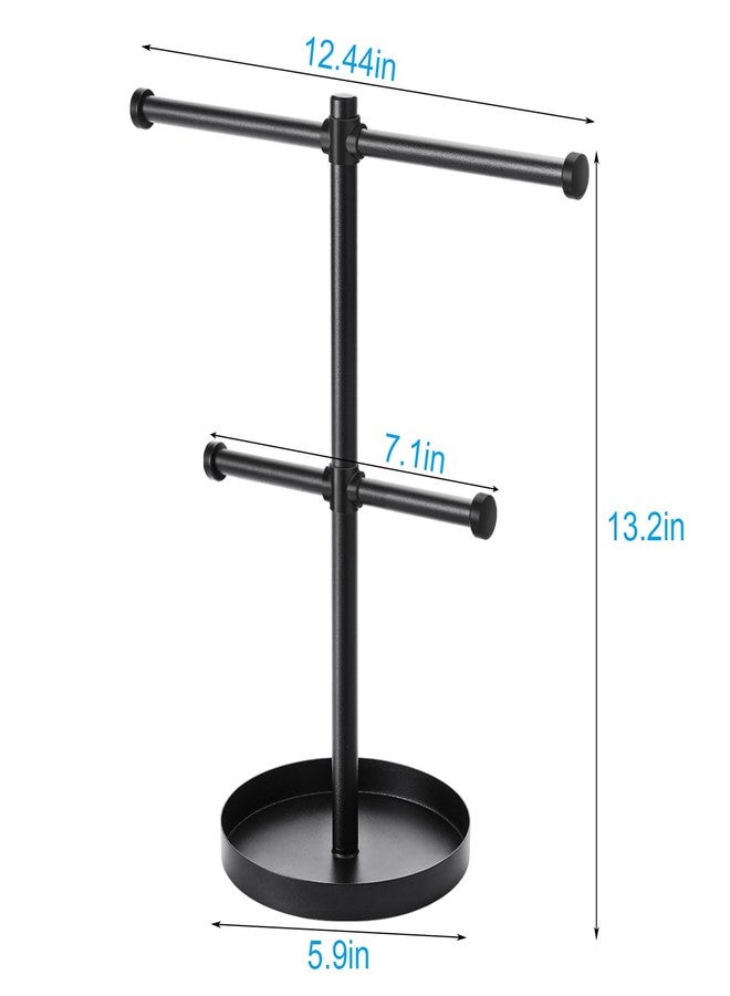 bodkar Necklace Holder Organizer Stand,2-Tier Sturdy Metal Jewelry Stand with Round Tray for Bracelet Bangles Holder Display,12.9" Tall for Long Necklace - Image 3
