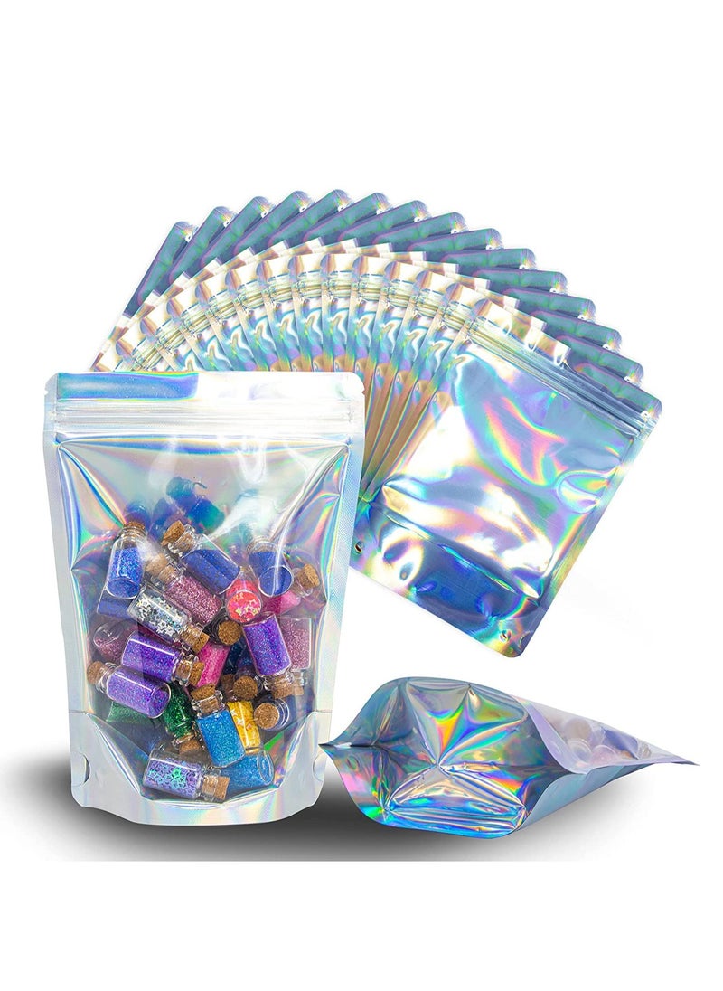 SYOSI - 100 Pcs Holographic Bags, 4 x 6" Resealable Smell Proof Bags Resealable Bags for Packaging Ziplock Pouches Bags for Lip Gloss Packaging Mylar Bags for Party Favor Food Storage (4x6 Inch) - Image 1