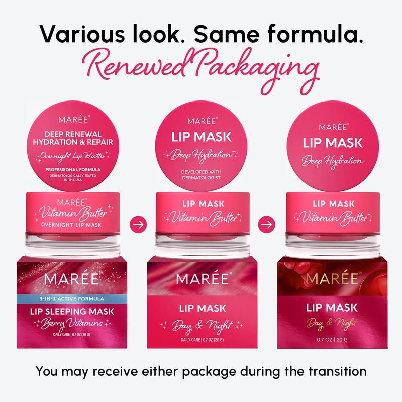 MAREE Lip Mask Overnight - Lip Moisturizer For Very Dry Lips - Hydrating Lip Butter Balm with Hyaluronic Acid & Collagen - Overnight Lip Treatment - Lip Sleeping Mask Repair - Hidratante de Labios - Image 2