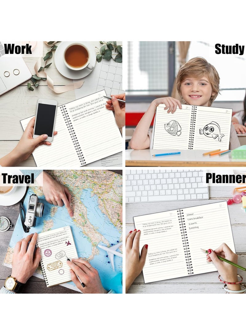 【4-Pack】A5 Spiral Notebooks (Black), 100 s Lined Notebook, 8.3*5.5 inch Wirebound Notebooks Sketchbook Pad Soft Cover Kraft Journal Memo Notepads Diary Planner, for School, Office and Travel - Image 5