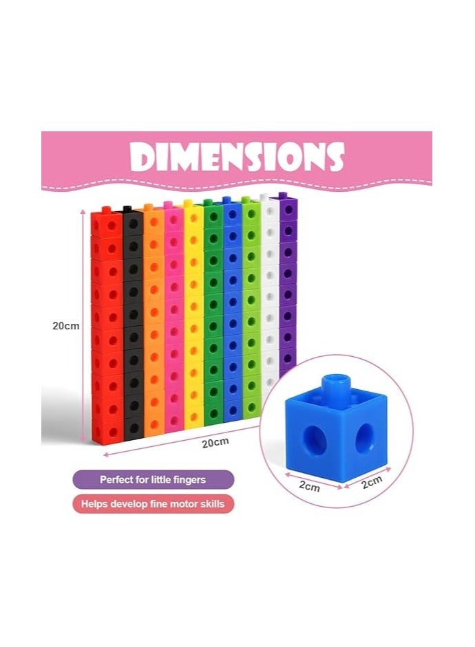 مكعبات رياضيات بعشرة ألوان، مكعبات عد لتعلم الرياضيات في السنوات المبكرة للمدرسة والمنزل - حجم المكعب ٢ سم - Image 1