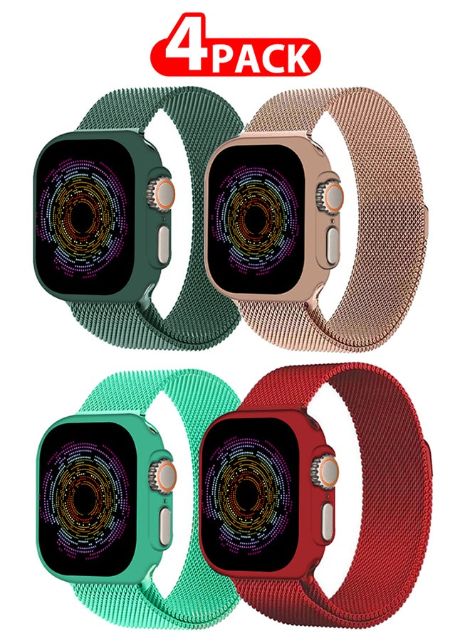 CATANES 4 Pack Stainless Steel Milanese Loop Compatible with Apple Watch Band 42mm 44mm 45mm 49mm men and women Mesh Loop Magnetic Clasp Replacement for iWatch Bands Ultra2/Ultra/Series 9 8 7 SE 6 5 4 3 2 1  - Image 1