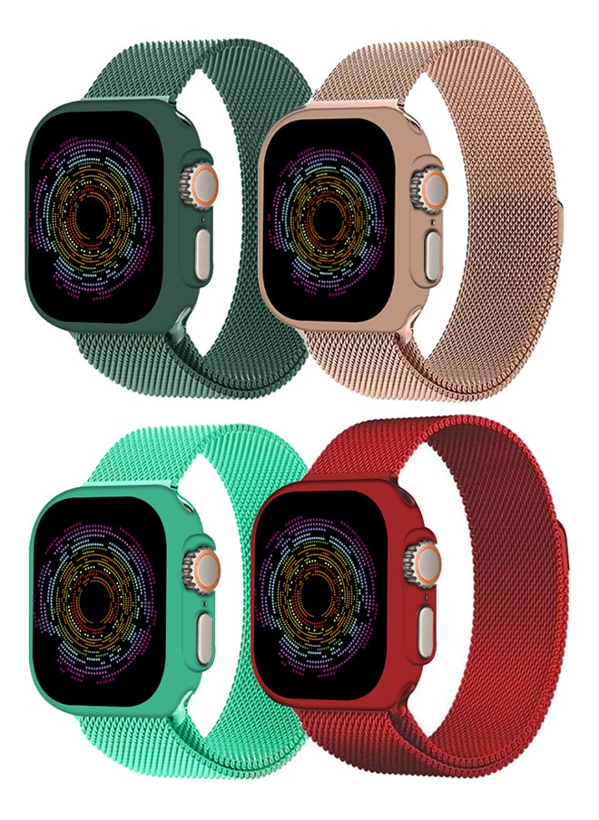 CATANES 4 Pack Stainless Steel Milanese Loop Compatible with Apple Watch Band 42mm 44mm 45mm 49mm men and women Mesh Loop Magnetic Clasp Replacement for iWatch Bands Ultra2/Ultra/Series 9 8 7 SE 6 5 4 3 2 1  - Image 2