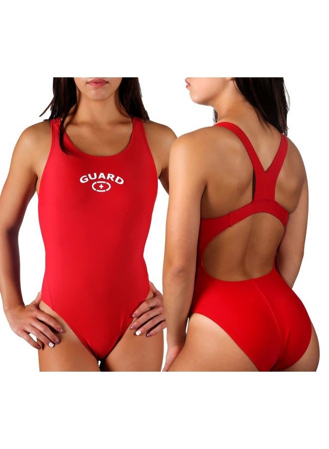 Adoretex Women's Guard Xtra Life Lycra One Piece Wide Strap Swimsuit 34 Red - Image 5