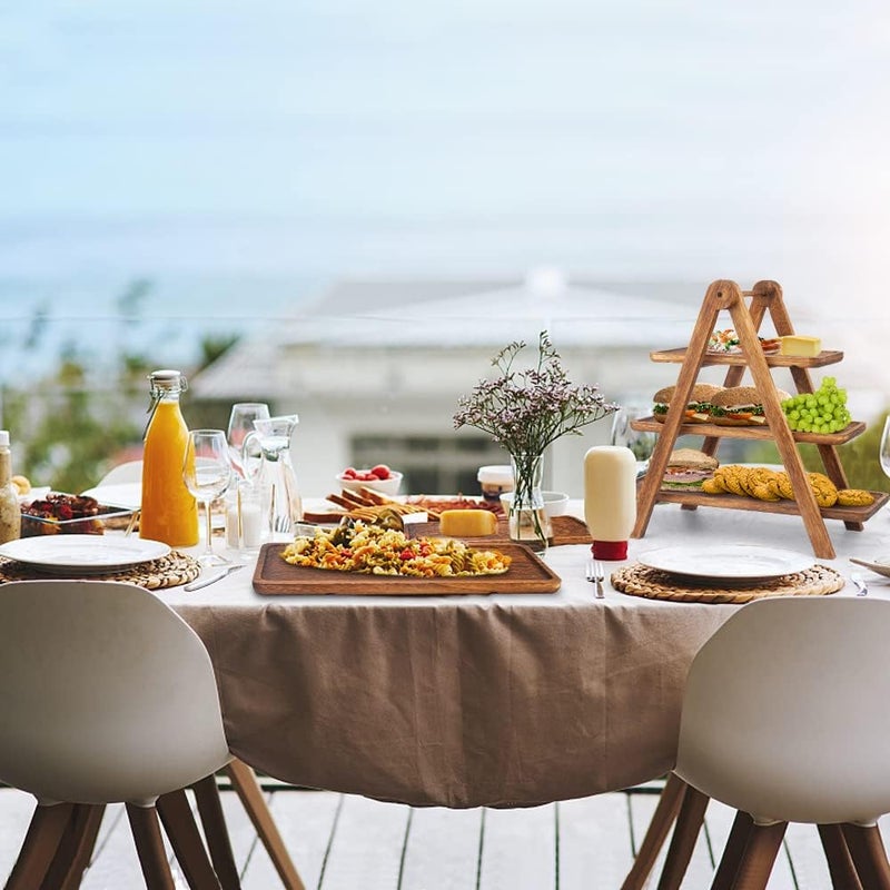 Manspdier Wood 3 Tier Serving Tray, Rectangle Platter, Farmhouse Cupcake Stand, Rustic Vintage Party Dishes for Entertaining - Image 4
