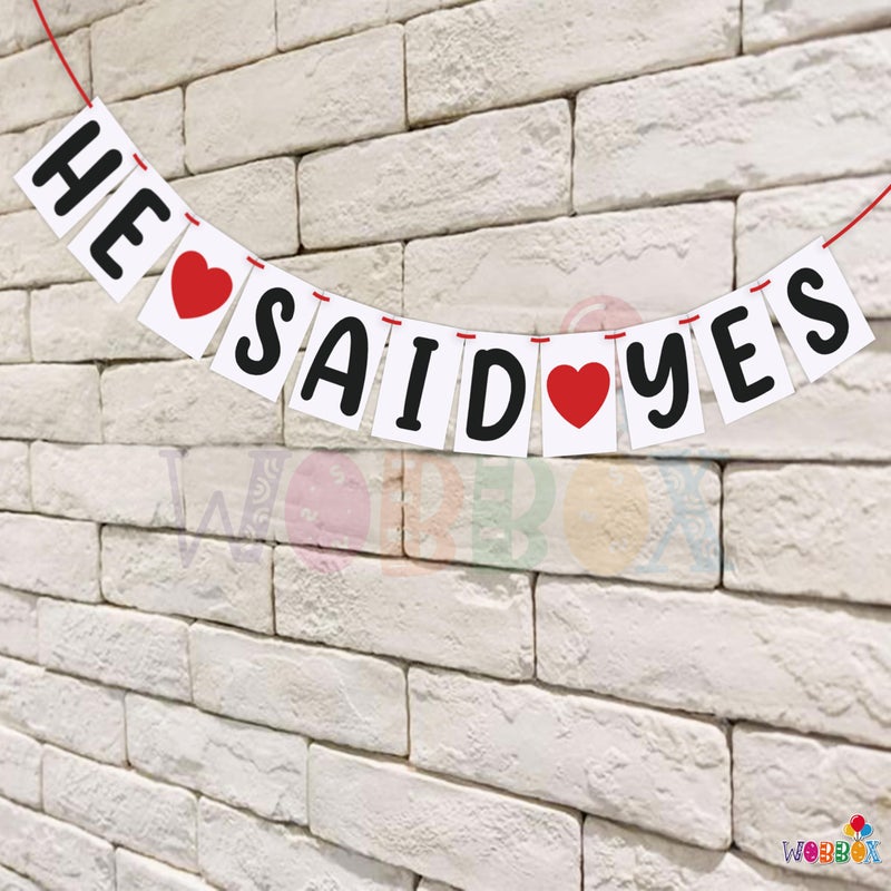 WOBBOX WOBBOX Bachelorette Bunting Banner, Bridal Shower Decorations, Bachelorette Party Banner For Bride & Groom, Bachelorette Party Decorations Items- White & Black He said yes  - Image 4