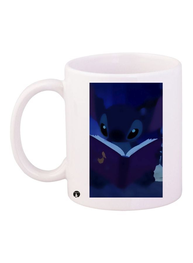 Cartoon Printed Coffee Mug White/Blue/Black 11ounce