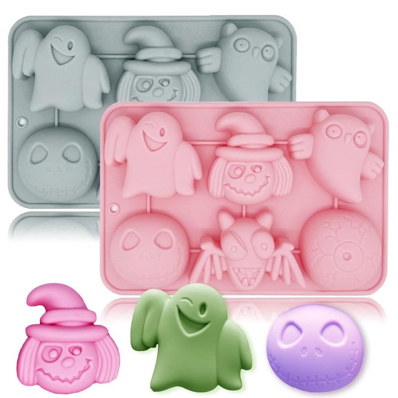 Cartoon Spooky Silicone Molds 2 Pack Halloween Themed Elf Molds for Aromatherapy Candles Chocolate Pudding Dessert Jelly Handmade Soap Cupcake Topper for Halloween Party Props