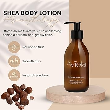Aviela Shea Butter Body Lotion Contains Cocoa Butter Extremely Hydrating Moisturising Vegan Cruelty Free African Shea Butter 100 Natural Skin Care 250ml - Image 2