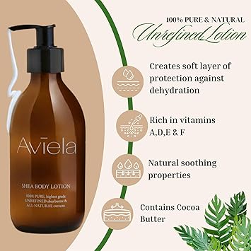 Aviela Shea Butter Body Lotion Contains Cocoa Butter Extremely Hydrating Moisturising Vegan Cruelty Free African Shea Butter 100 Natural Skin Care 250ml - Image 4