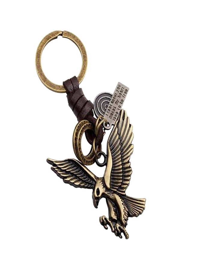 NIBEMINENT Fashion Car Play Bronze Eagle Owl Animals Genuine Leather Key Chain