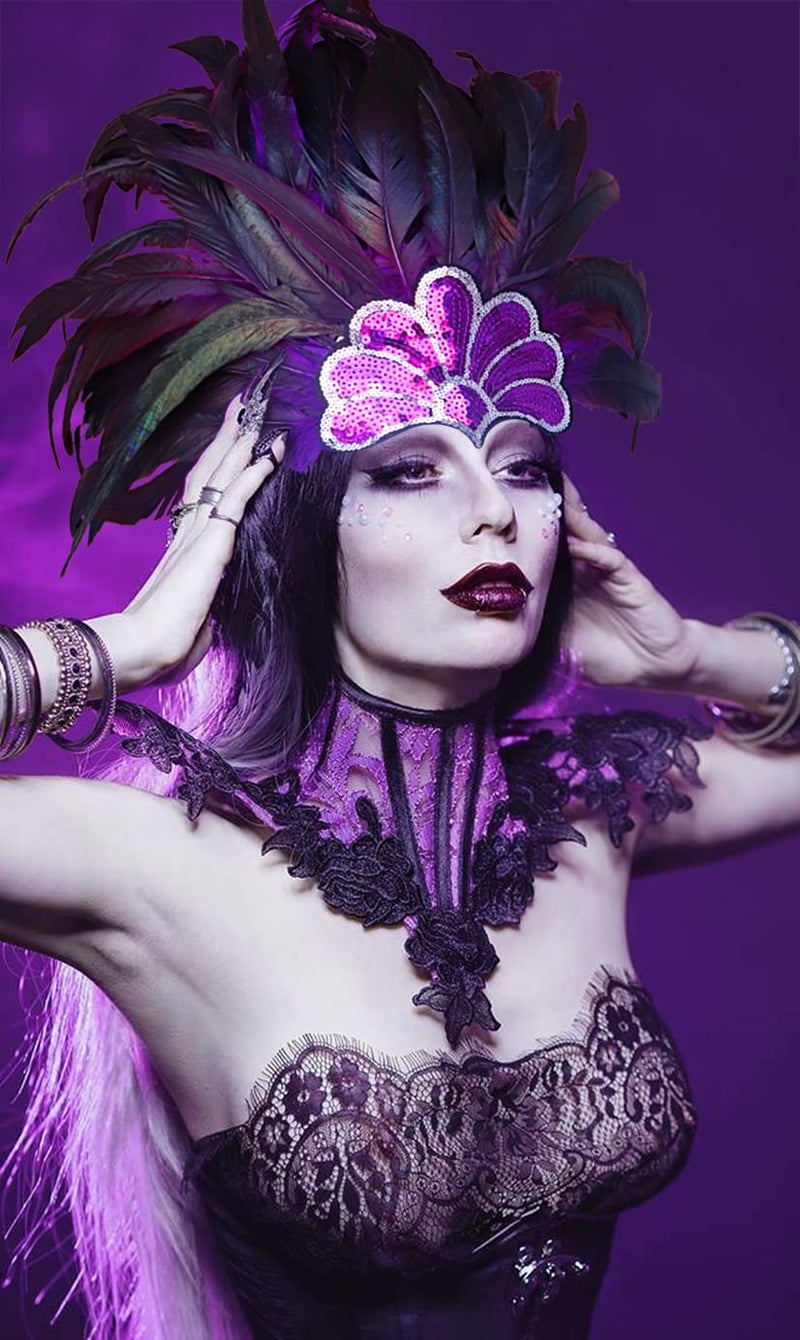 HOMELEX Women's Black Feather Headpiece Carnival Caribbean Headdress Showgirl Accessories - Image 2