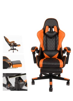 EMZJ LED Gaming Chair Ergonomic OfficeChair Racing Style High-Back Desktop PC Computer GamingChair Adjustable Height SwivelChair with Footrest, Headrest and Lumbar Support  - Image 1
