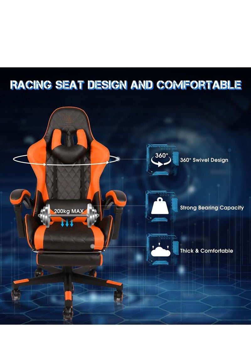 LED Gaming Chair Ergonomic OfficeChair Racing Style High-Back Desktop PC Computer GamingChair Adjustable Height SwivelChair with Footrest, Headrest and Lumbar Support - pzsku/Z44ED5A200AFABB291AA3Z/45/_/1670338732/b92cdebd-4d26-445c-899e-00b8af7ec3bf