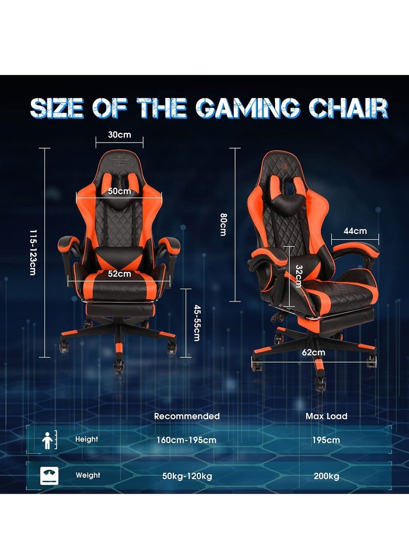 LED Gaming Chair Ergonomic OfficeChair Racing Style High-Back Desktop PC Computer GamingChair Adjustable Height SwivelChair with Footrest, Headrest and Lumbar Support - pzsku/Z44ED5A200AFABB291AA3Z/45/_/1670338732/dc683dfe-601f-4942-8ce3-2106b7cbaa35