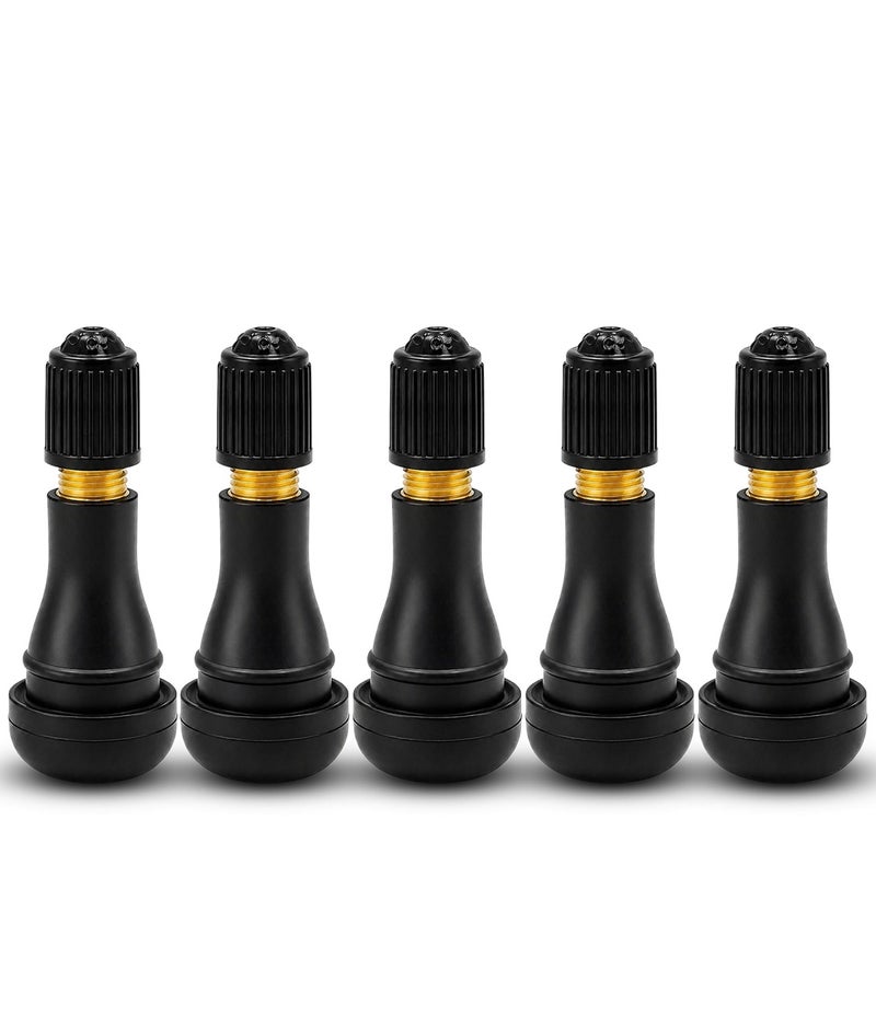 طقم صمامات إطارات لاأنبوبية (Tubeless) طراز TR414 مكون من 5 قطع - مناسب لعجلات السيارات، الدراجات النارية، الدراجات الهوائية والمركبات الكهربائية - صمامات مطاطية مانعة للتسرب مع أغطية واقية من الغبار - طقم استبدال صمامات هواء عالمي ومقاوم لدرجات الحرارة العالية. - Image 1