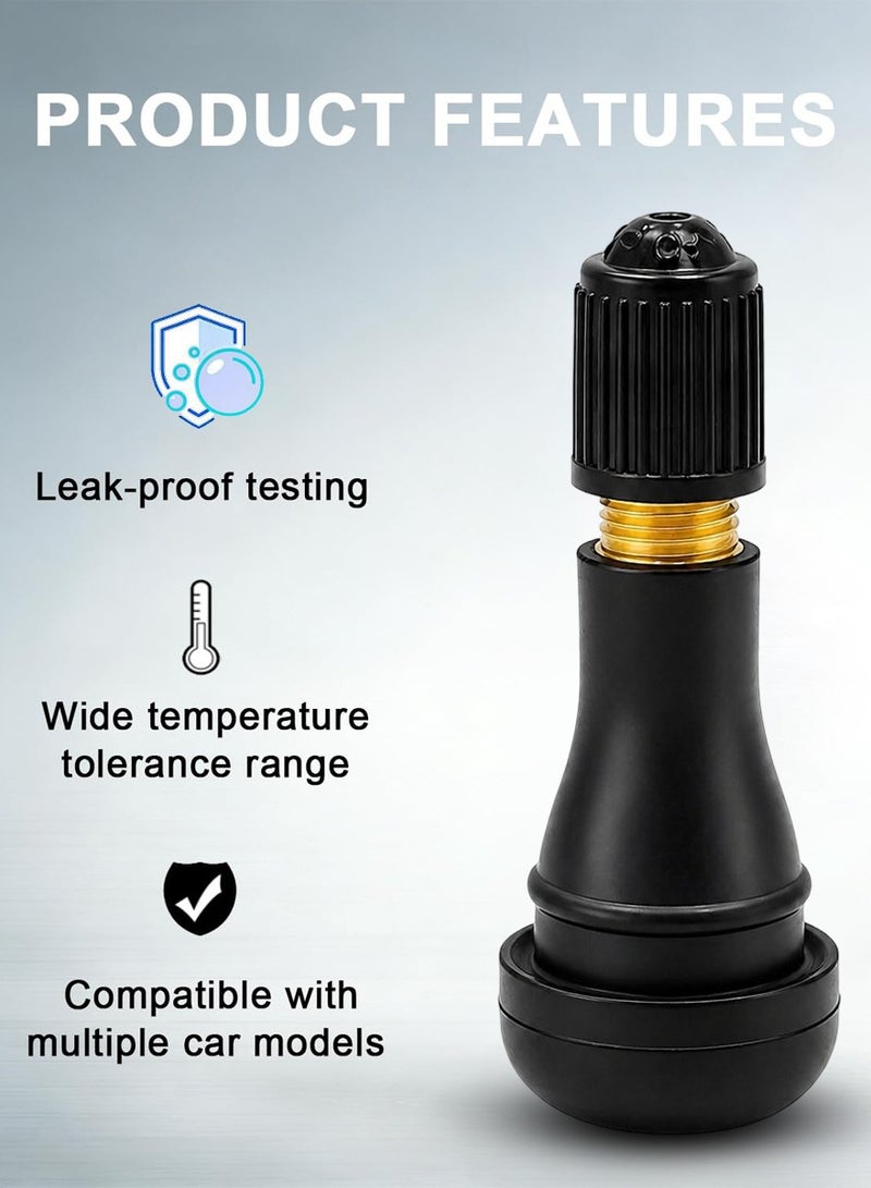 طقم صمامات إطارات لاأنبوبية (Tubeless) طراز TR414 مكون من 5 قطع - مناسب لعجلات السيارات، الدراجات النارية، الدراجات الهوائية والمركبات الكهربائية - صمامات مطاطية مانعة للتسرب مع أغطية واقية من الغبار - طقم استبدال صمامات هواء عالمي ومقاوم لدرجات الحرارة العالية. - Image 2