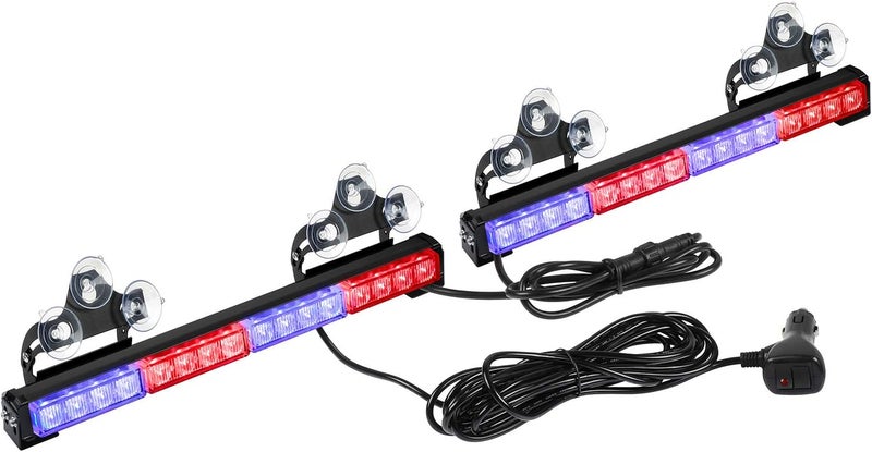 ASPL شريط ضوء الطوارئ LED المتلألئ ASPL 2x16.8 بوصة مع 32 LED و 26 نمط وميض (أحمر/أزرق) - Image 1