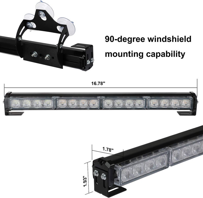 ASPL شريط ضوء الطوارئ LED المتلألئ ASPL 2x16.8 بوصة مع 32 LED و 26 نمط وميض (أحمر/أزرق) - Image 4