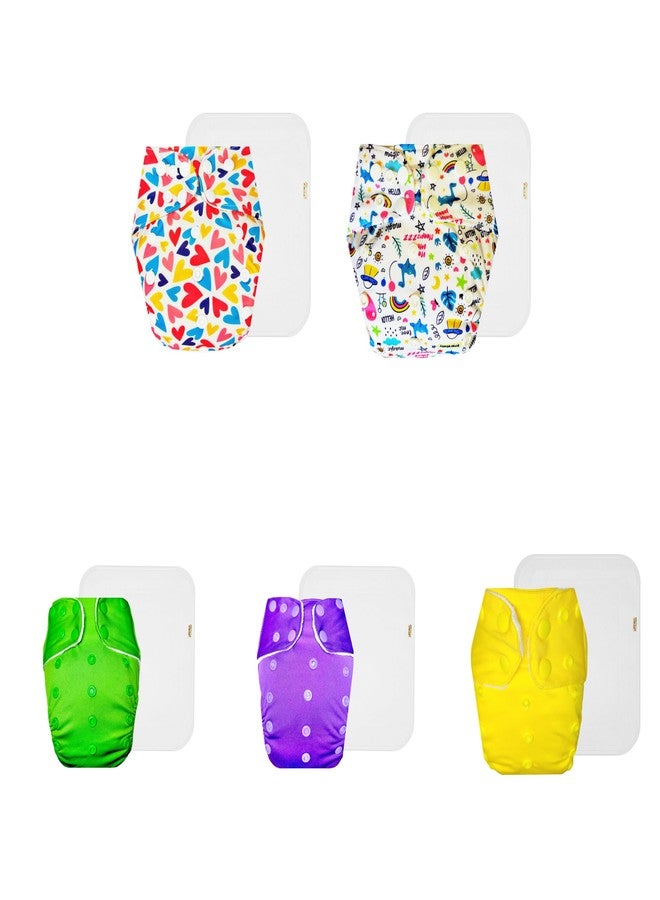 حفاضات دمبلدو القماشية الممتازة مع حشوة قطنية (عبوة من 5) | مضادة للحساسية | مانعة للتسرب | أزرار كبس قابلة للتعديل | مناسبة للارتداء طوال اليوم | من 3 أشهر إلى 3 سنوات | للجنسين - Image 1