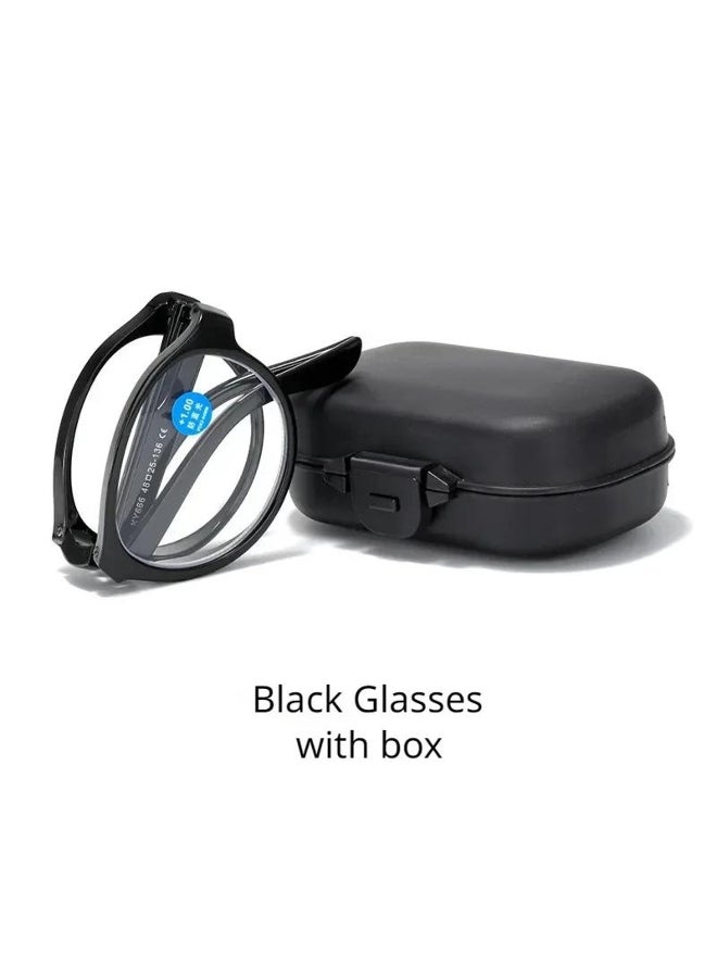 3 Colors Men Women Folding Reading Glasses Ultralight Presbyopia with Box Unisex Round Anti-blue Light Far Sight Eyeglasses