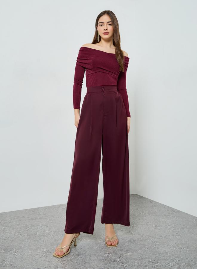 Styli Women Maroon Off-Shoulder Knit Top - Image 2