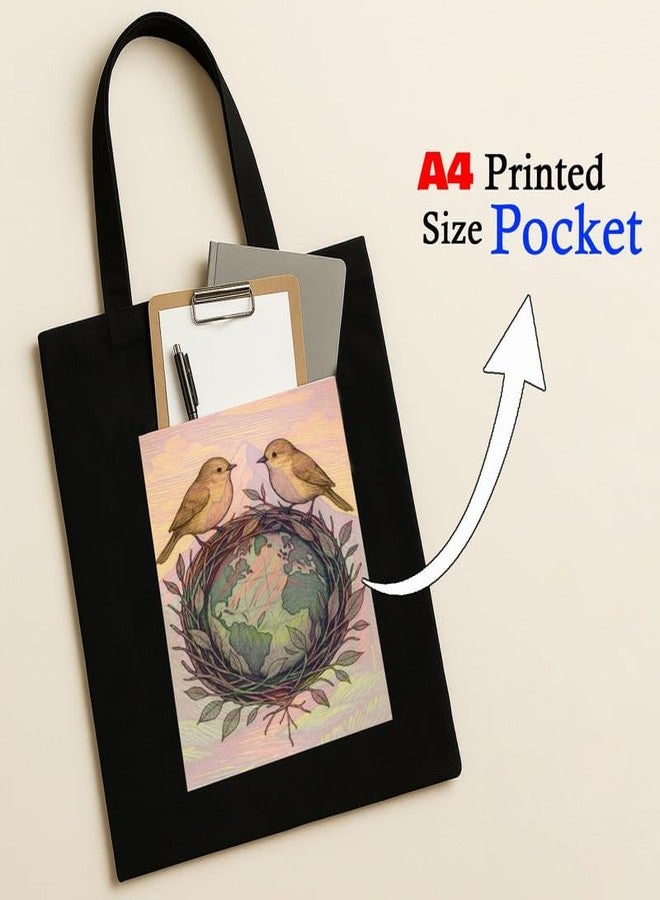 Megrok Indian Wildlife Tote Bag for Women | Front A4 Size Printed Pocket | 16x14 Inch Endangered Species Cotton Bag | Animal Lover's Must-Have - Image 3