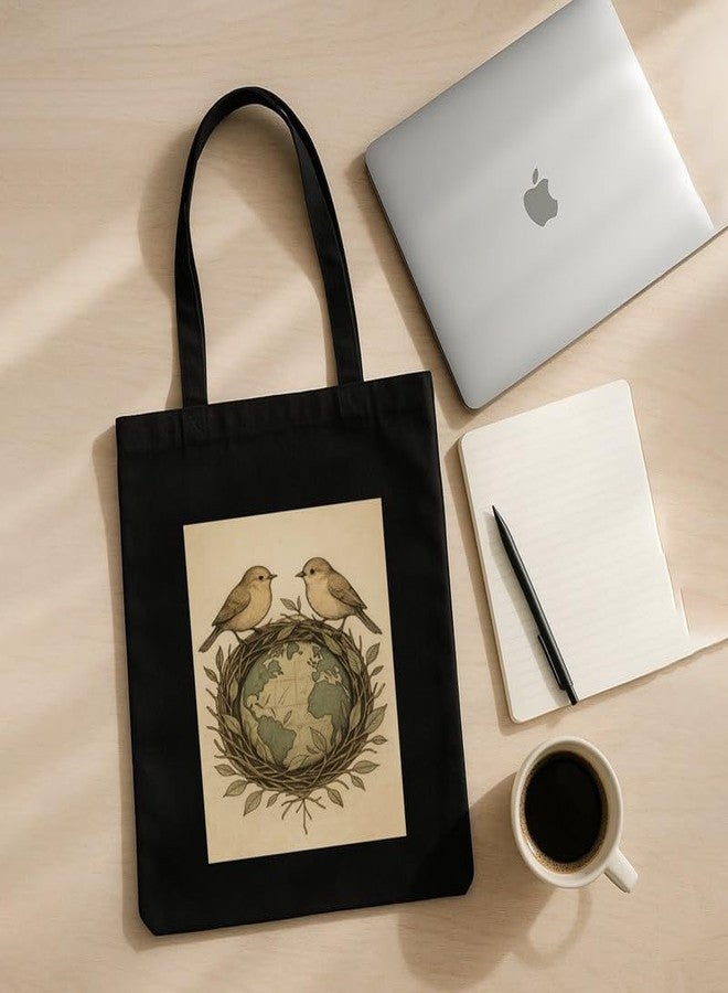 Megrok Indian Wildlife Tote Bag for Women | Front A4 Size Printed Pocket | 16x14 Inch Endangered Species Cotton Bag | Animal Lover's Must-Have - Image 2