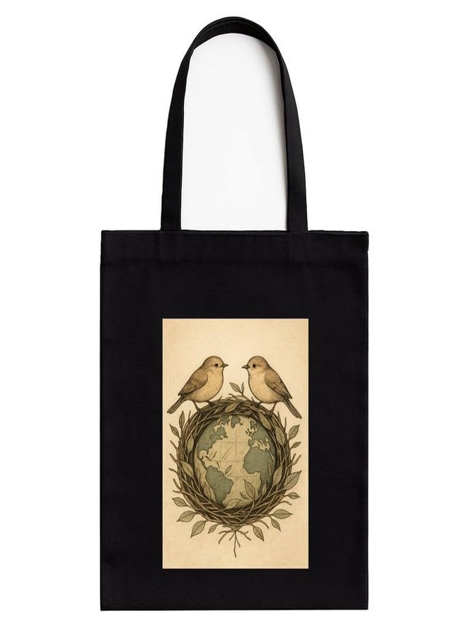Megrok Indian Wildlife Tote Bag for Women | Front A4 Size Printed Pocket | 16x14 Inch Endangered Species Cotton Bag | Animal Lover's Must-Have - Image 1