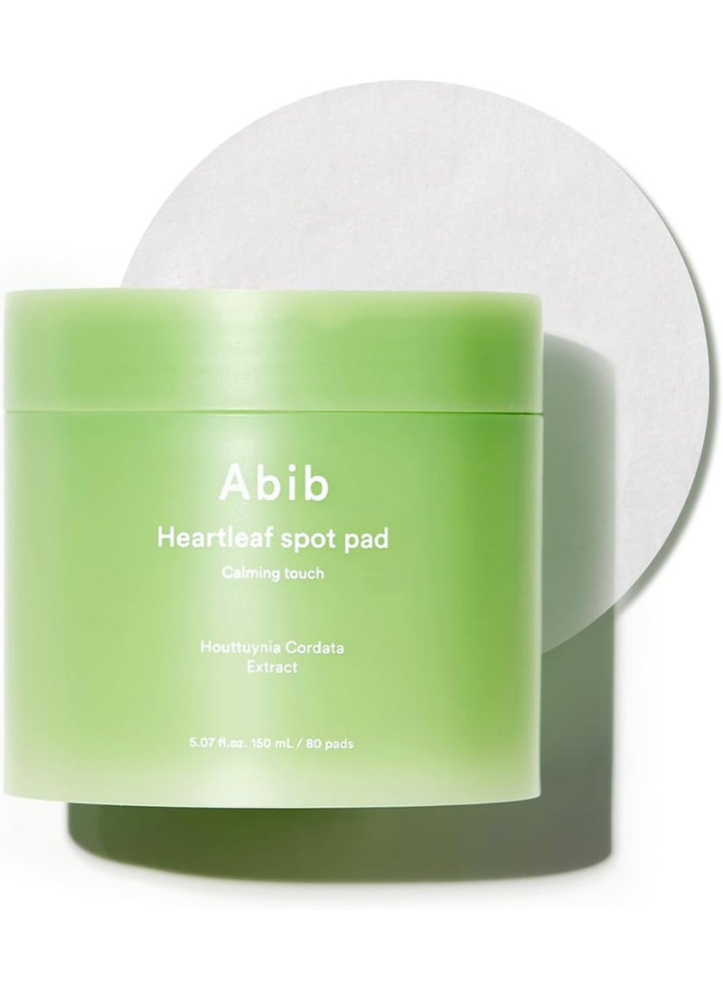 Abib Heartleaf Spot Pad Calming Touch 80pads 5.07 fl.oz. | Korean Acne Soothing Toner Pads for Face, Cleansing, Disposable, Exfoliant, Skin Care - Image 1