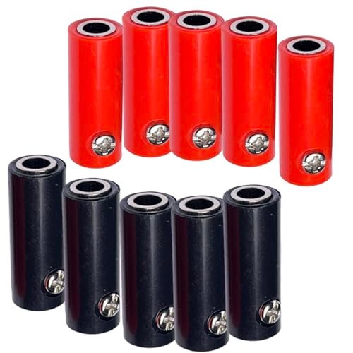 CESS Banana Female Jack Screw Connect, Solder-Free, 4mm Banana Jack, Black and Red, 5 Pairs - Image 1