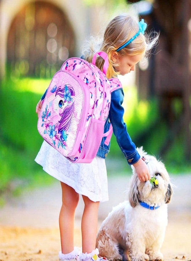 KLFVB Toddler Backpack for Girls,Cute Unicorn Bookbag for Little Kids,12” Sequin Kindergarten Preschool Schoolbag - Image 2