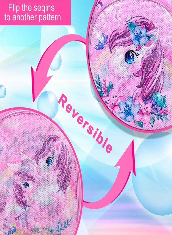 KLFVB Toddler Backpack for Girls,Cute Unicorn Bookbag for Little Kids,12” Sequin Kindergarten Preschool Schoolbag - Image 3