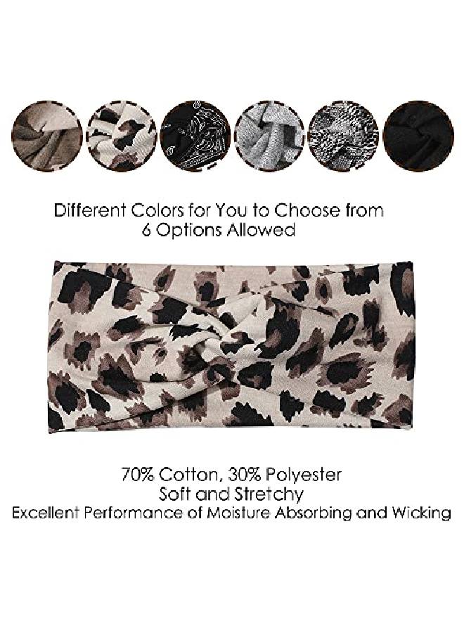 Artilady 6 Pack Wide Boho Headbands For Women Soft Yoga Elastic Hair Bands For Girls Workout Running Sport Headwrap Nonslip Breathable (Printed) - Image 4