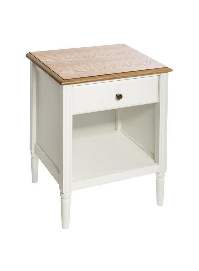 atmosphera Solen 1-Drawer Durable Bedside Table White and Brown 61 x 40 x 40 cm 166601