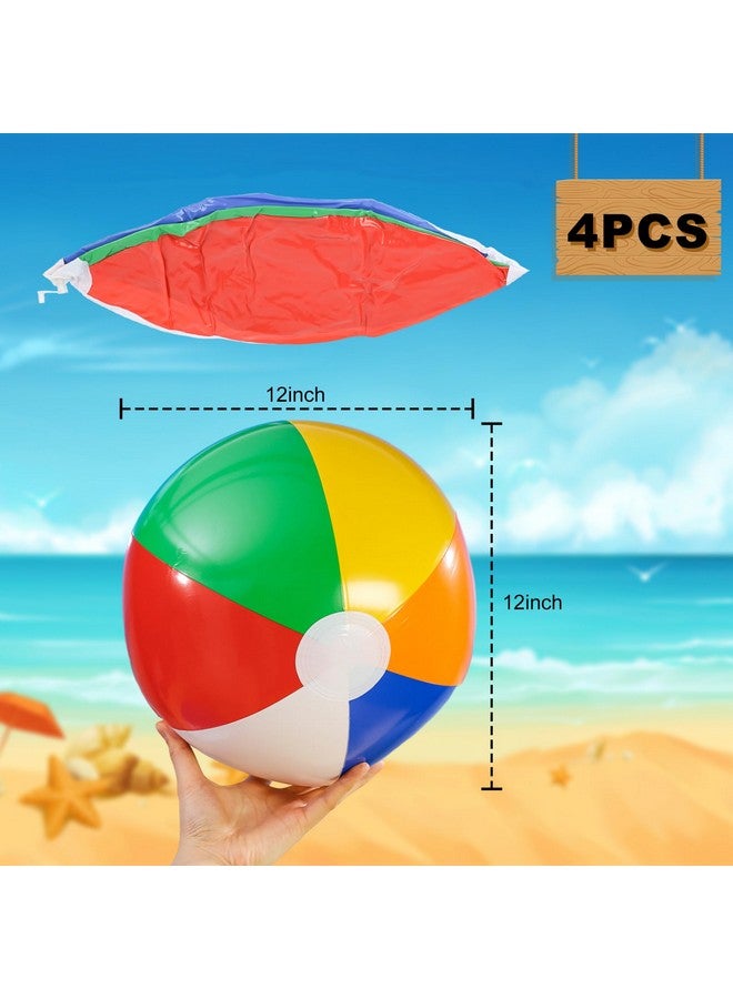 3 otters 4Pack 16Inch Beach Balls, Inflatabl Rainbow Swimming Pool Toys for Summer Water Games, Beach Party Favors - Image 2