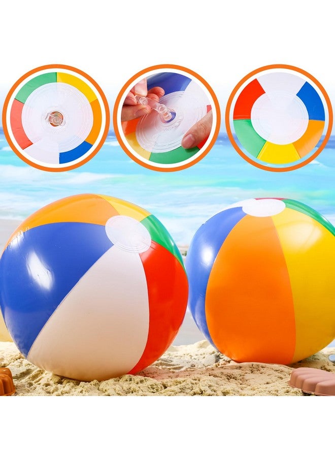 3 otters 4Pack 16Inch Beach Balls, Inflatabl Rainbow Swimming Pool Toys for Summer Water Games, Beach Party Favors - Image 3
