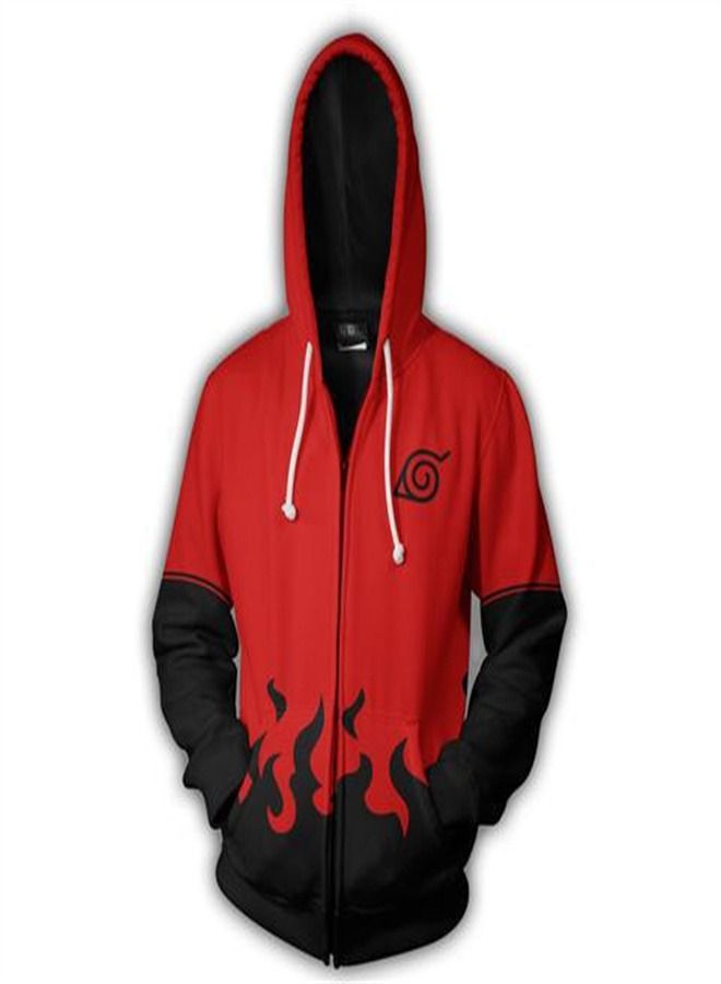 Loquat Seventh Generation Red Mesh 3D Printed Zippered Hoodie 