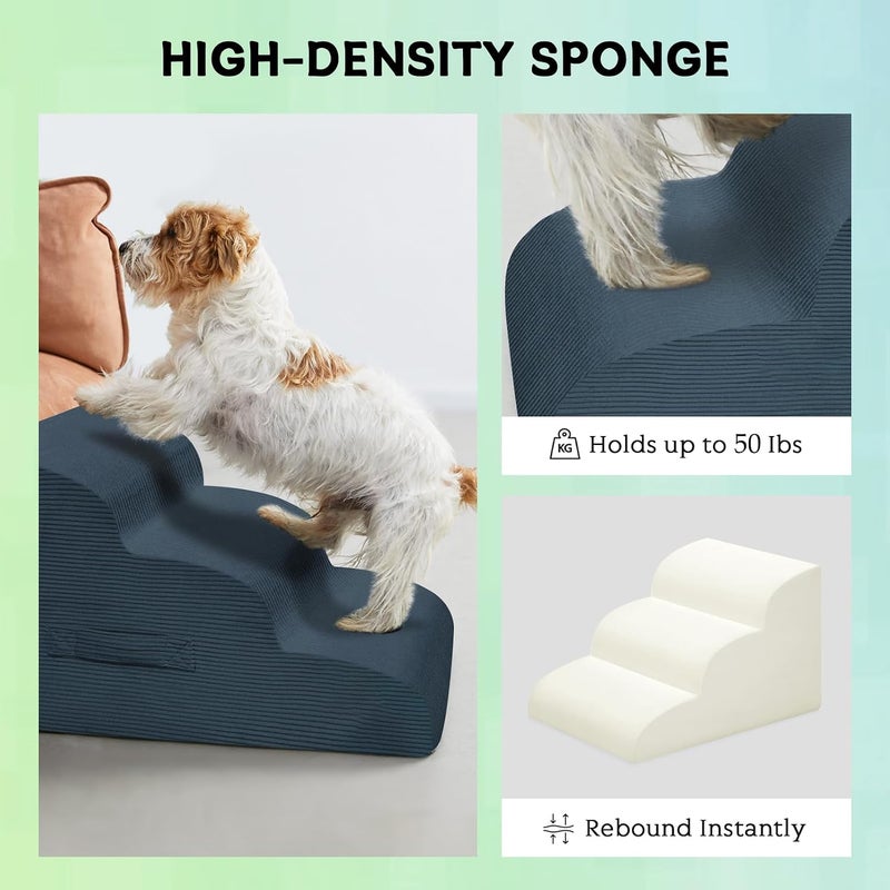 Mesa Lemon Dog Steps for Small Dogs, 4-Step Dog Ramp and Stairs for High Beds and Sofa, Non-Slip Pet Stairs Removable and Easy to Clean Cover, Navy - Image 5