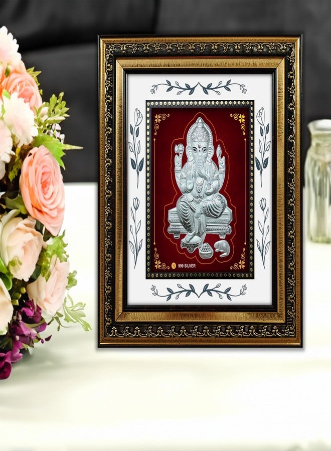 ARTSMINE Ganesha 999 Pure Silver Frame For Pooja Room | With Purity Certificate | H*L - 29 x 27 CM (11.5 * 10.5 Inch) | Religious Wall Decor Frame | Diwali Corporate & Return Gift - Image 5