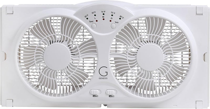 GENESIS Twin Fan High Velocity Reversible AirFlow Fan, LED Indicator Lights Adjustable Thermostat & Max Cool Technology, ETL Certified, White (A1WINDOWFAN) - Image 3