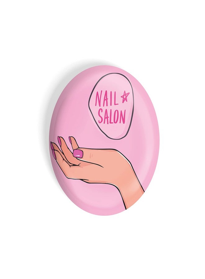 dhcrafts Pin Badges Pink Girl Power Nail Salon Glossy Finish Design Pack of 1 - Image 3