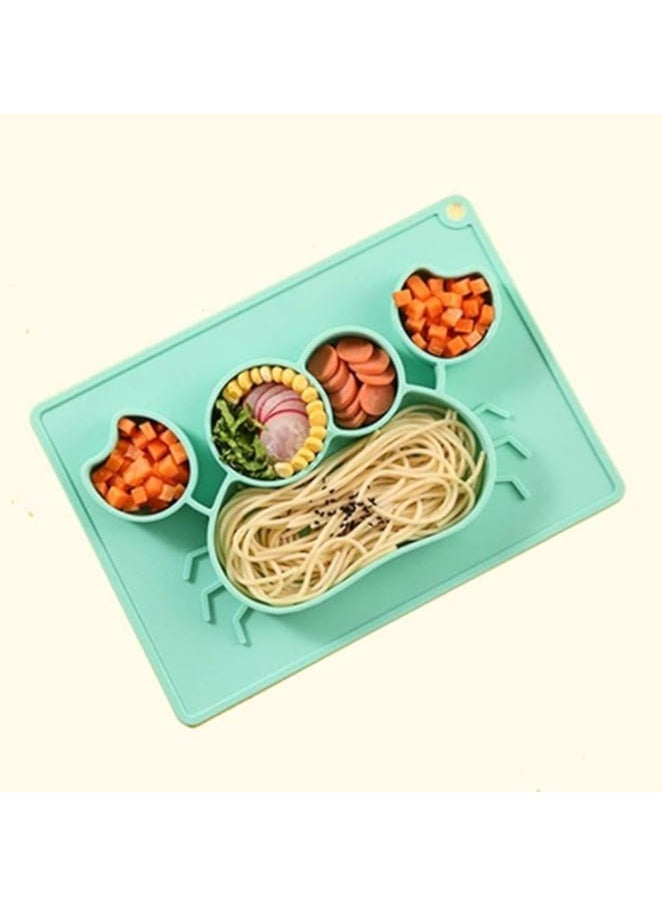 Generic Premium Silicone Divided Toddler Plate - Plate Silicone Non Slip 100% BPA FDA Approved Self Adhesive Base Dishwasher and Microwave Safe Non-Toxic, 200 Dgress Heat (Mint Green, Crab Shape)  - Image 1
