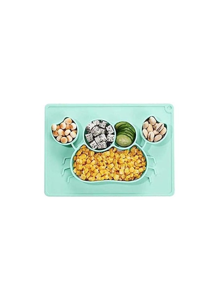 Generic Premium Silicone Divided Toddler Plate - Plate Silicone Non Slip 100% BPA FDA Approved Self Adhesive Base Dishwasher and Microwave Safe Non-Toxic, 200 Dgress Heat (Mint Green, Crab Shape)  - Image 2