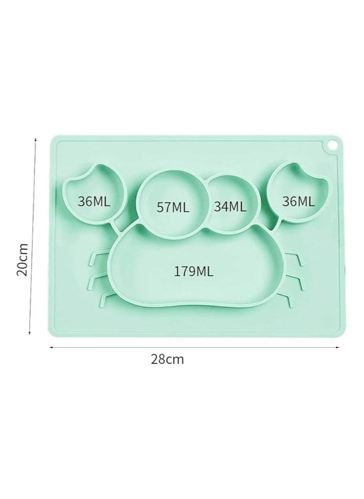 Generic Premium Silicone Divided Toddler Plate - Plate Silicone Non Slip 100% BPA FDA Approved Self Adhesive Base Dishwasher and Microwave Safe Non-Toxic, 200 Dgress Heat (Mint Green, Crab Shape)  - Image 3